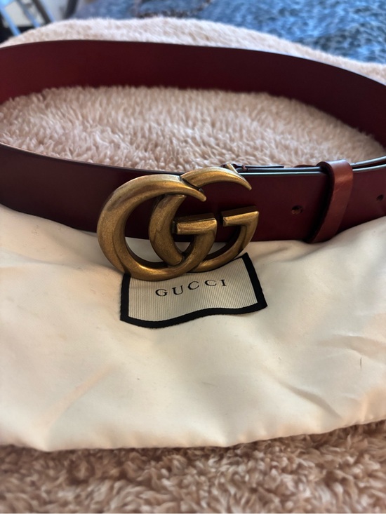Gucci Accessories - Gucci Double G Leather Belt in Burgundy